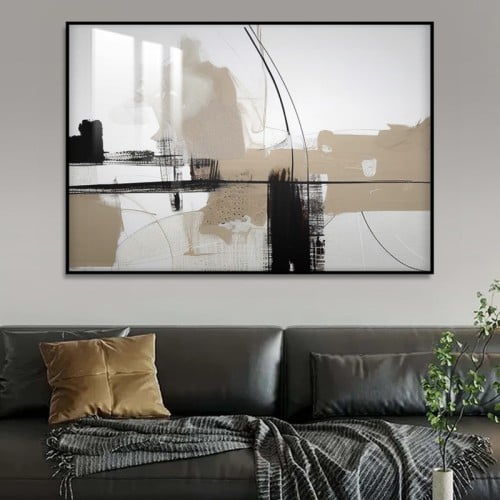 لوحة جدارية بتصميم الفن التشكيلي مع برواز و طبقة م...