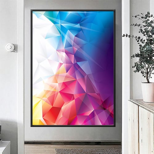 A fabric painting with a modern design and a hollow frame