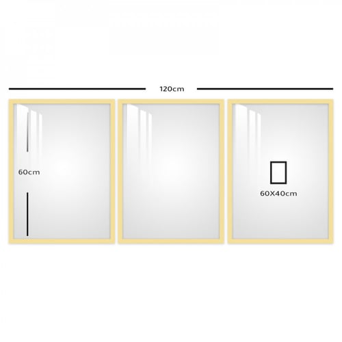 ثلاث لوحات جدارية مع برواز واكريلك شفاف