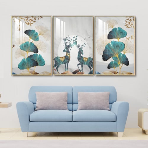 ثلاث لوحات جدارية مع برواز واكريلك شفاف