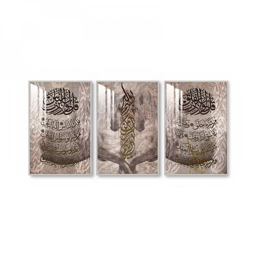 ثلاث لوحات جدارية مع برواز واكريلك شفاف