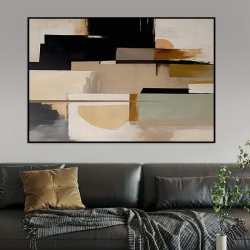 لوحة قماشية بتصميم الفن التشكيلي مع برواز مجوف