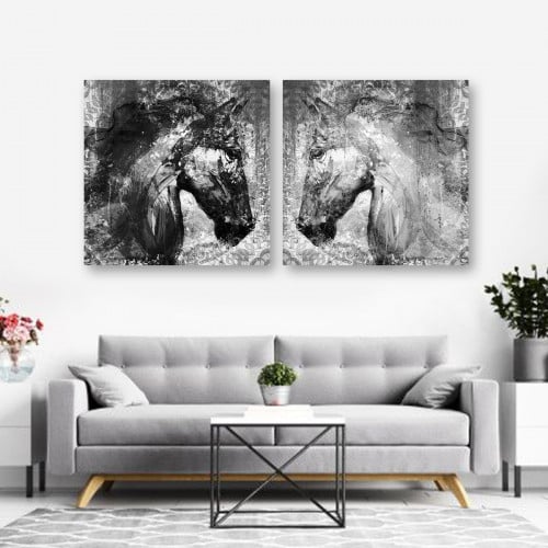 لوحة ديكور قماشية مودرن بتصميم حصان