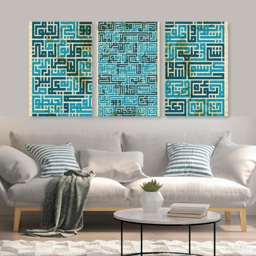 ثلاث لوحات خشبية ام دي اف مقاس 120x60 سم