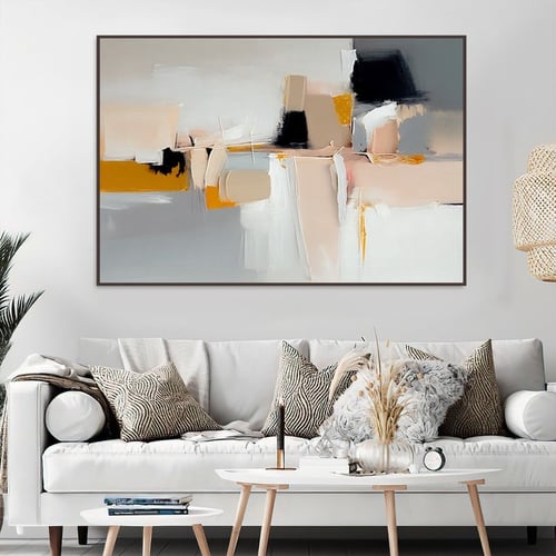 لوحة قماشية بتصميم الفن التشكيلي مع برواز مجوف