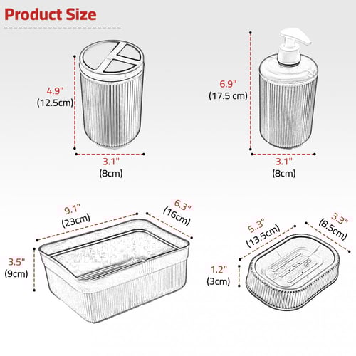 مجموعة اكسسوارات الحمام 4 قطع ، حامل مستحضرات التج...