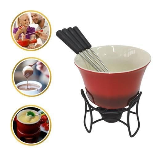 جهاز فوندو بقاعدة خيزران أحمر