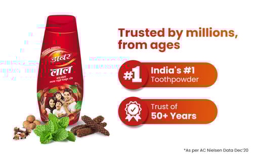 مسحوق الأسنان الأحمر من دابور لعلاج رائحة الفم الك...