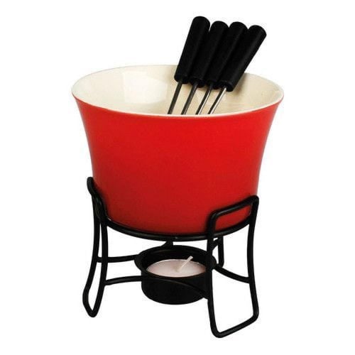 جهاز فوندو بقاعدة خيزران أحمر