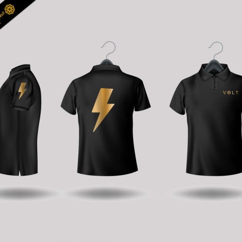 طباعة ذهبي تي شيرت - اسود