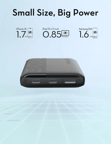 بطارية راف باور 10,000mAh بقوة 20 واط - اسود