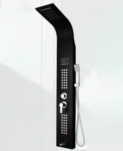 مسطرة شاور دش بنل اسود اضاءة لد + درجة حرارة