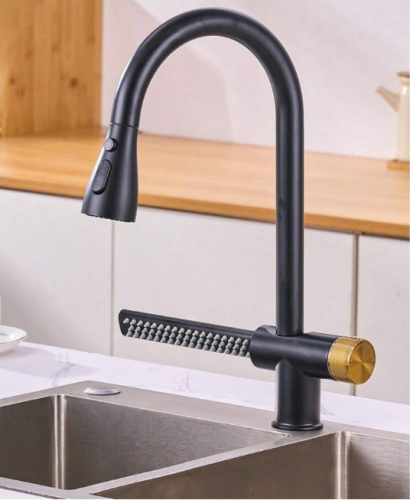 خلاط مطبخ مع شلال ستانلس استيل اسود