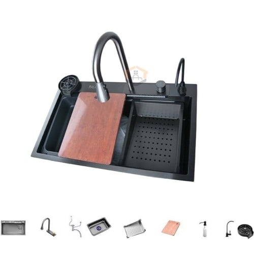 مجلى حوض مطبخ ستانلس ستيل الشلال 75*46 سم