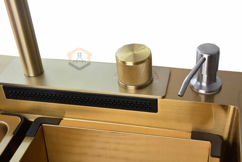 مجلى حوض مطبخ ستانلس الشلال ذهبي 82*50سم