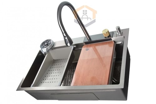 مجلى حوض مطبخ ستانلس الشلال رمادي 82*50سم