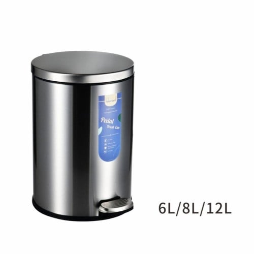 سلة مهملات دائري ستيل بدعسة 6 لتر