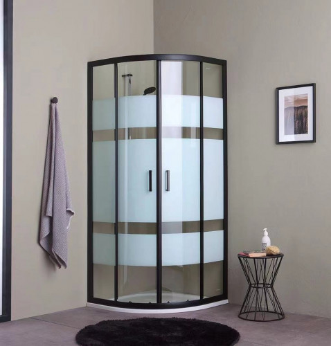 شاور كبينة استحمام زجاج مخطط اسود 90×90