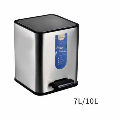 سلة مهملات مربع ستيل بدعسة 7 لتر