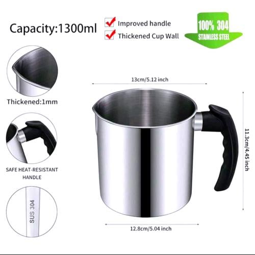 وعاء مخصص لتذويب الشموع يد مقاومة للحرارة سعة 1.3L