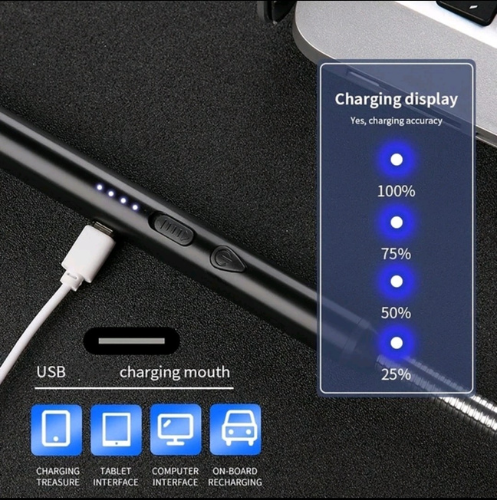 ولاعة شموع الكترونية قابلة للشحن 360 درجة