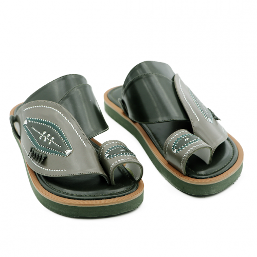 شبشب رجالي شرقي مطرز اخضر غامق 4 B