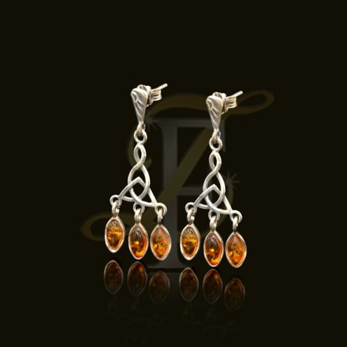 حلق (كهرمان طبيعي) فضة عيار 925