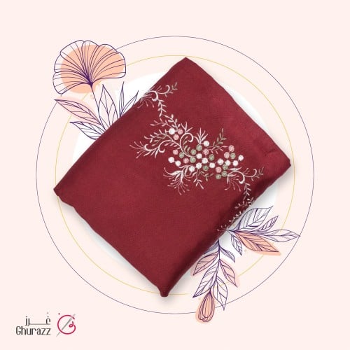 شرشف صلاة - مشلح عنابي مطرز