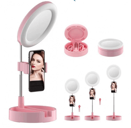 إضاءة تصوير مع قاعدة تثبيت الجوال قابله لطي باللون...