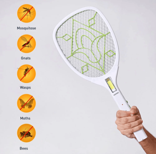 مضرب باعوض قابل لإعادة الشحن مع ضوء COB عالي الطاق...