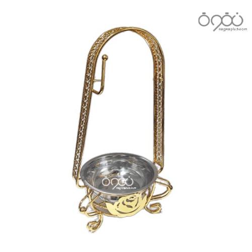 منقل وشيال شيشة ستيل دائري ذهبي