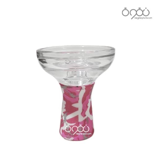 راس شيشة زجاج عميق بمقبض سيلكون قابل للتنضيف وردي