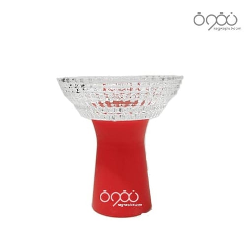 راس شيشة زجاج بمقبض سيلكون احمر