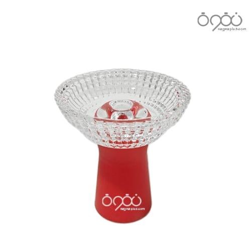 راس شيشة زجاج بمقبض سيلكون احمر