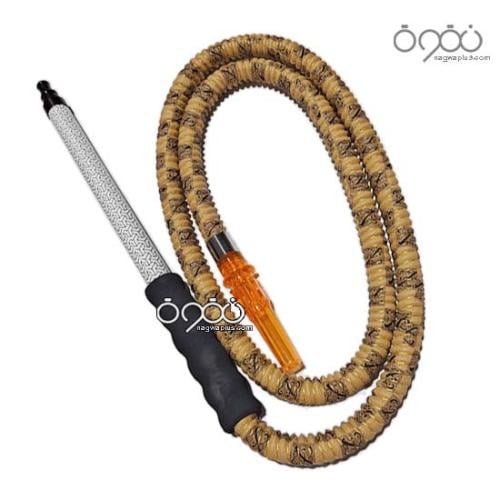 لي شيشة جلد بني مموج بمقبض عريض