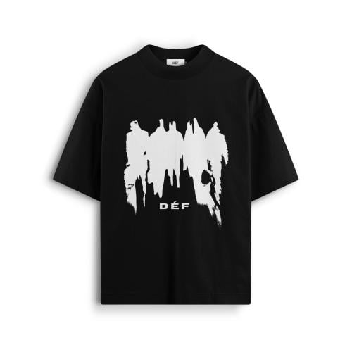 تيشيرت أسود بطبعة اوفر سايز للجنسين