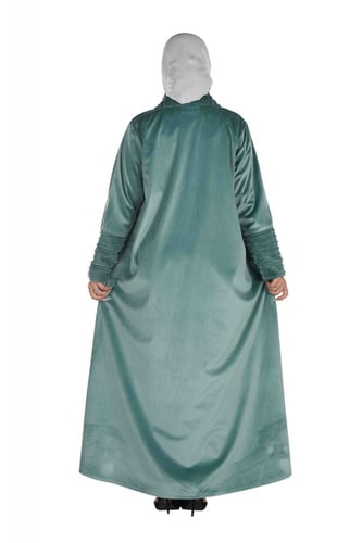 عباية شتوية لف تركوازي من قماش مخمل بتدخيله فرو مع...