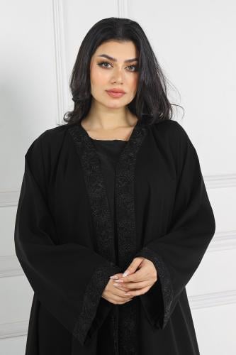 عباية دبل كلوش منسوجة من قماش الكريب الفاخر مع طرح...