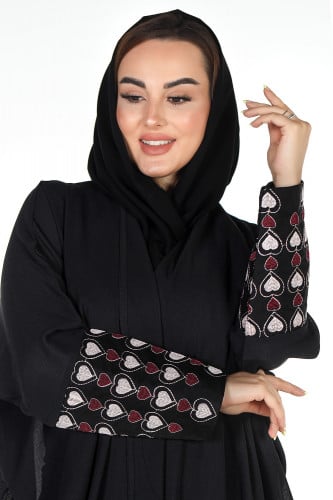 عباية نصف فراشة منسوجة من قماش الكريب الطايح مع طر...