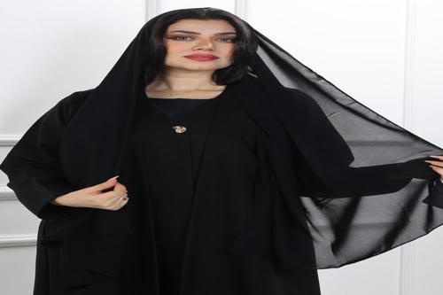 عباية نصف كلوش بقطعة داخلية منسوجة من قماش كريب ال...