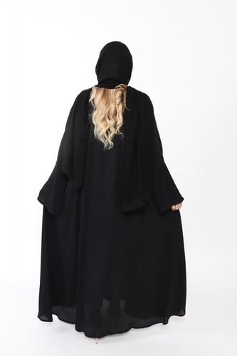 عبايه كلوش منسوجه من قماش راما الأصلي مع طرحتها