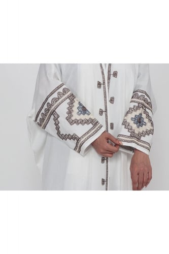 عبايه لف سكري فاتح منسوجة من قماش الكريب السعودي ا...