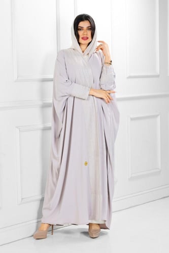 عباية بشت ملونة منسوجة من قماش لمسة حرير مع طرحتها