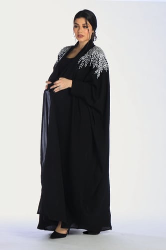 عباية بشت فخمة نسائي سوداء لف من قماش راما وطرحة م...