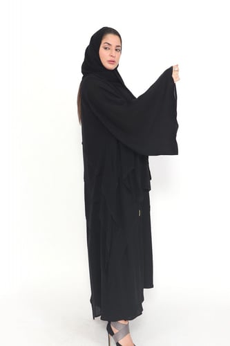 عباية كلوش بطبقات شيفون منسوجة من قماش لمسة حرير