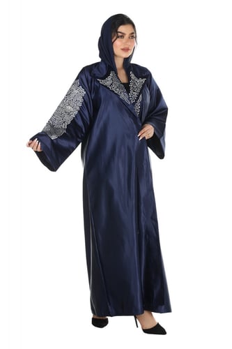 عباية قلاب منسوجة من قماش تفتة كحلي لمعة