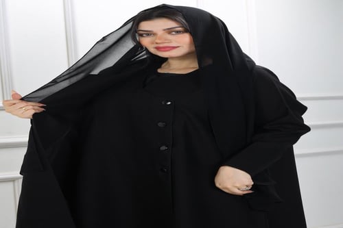 عباية نصف كلوش منسوجة من قماش الكريب الفاخر مع طرح...