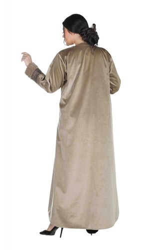 عبايه لون بيج شتوي منسوجة من قماش المخمل الناعم مع...