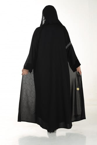 عباية شتوية منسوجة من قماش المخمل والكريب المقلم م...