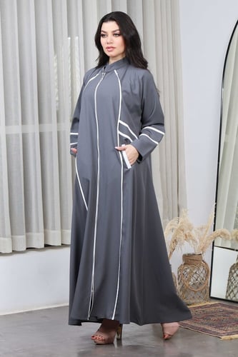 عباية سبورت سحاب نصف كلوش منسوجة من قماش الكريب ال...